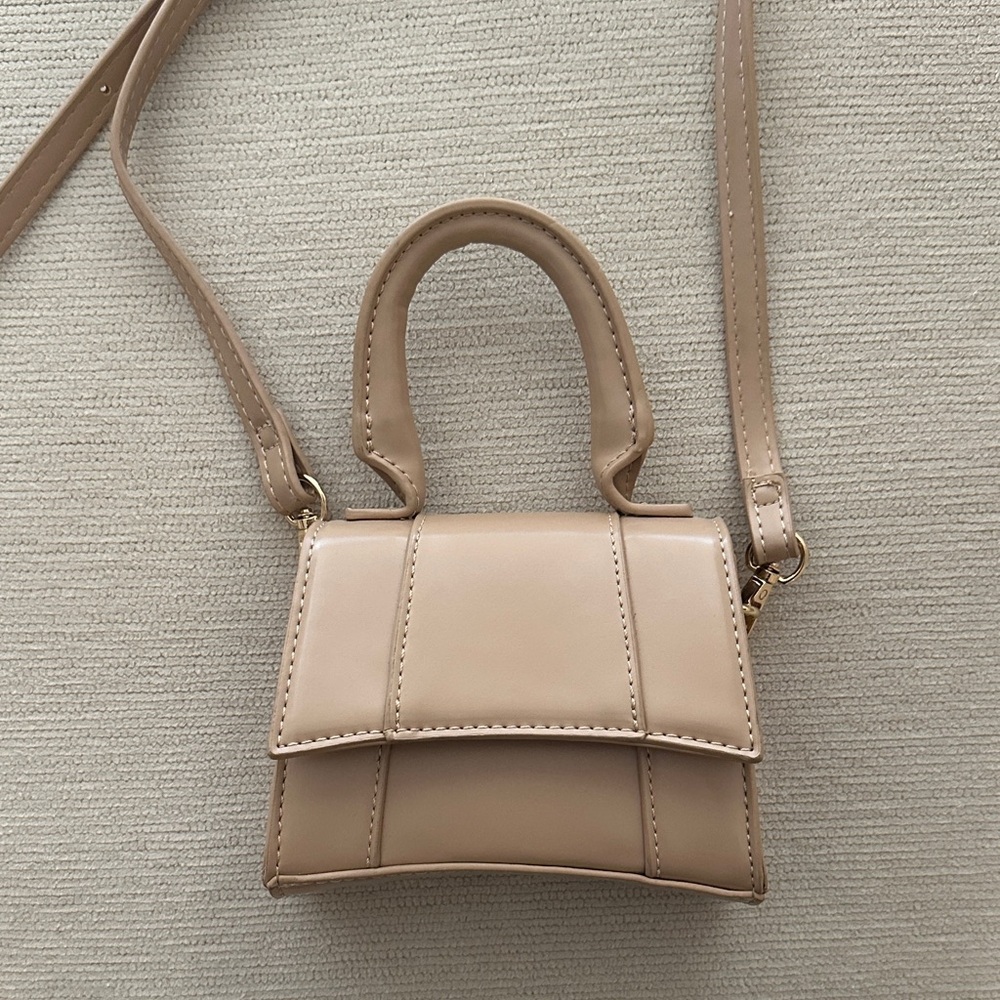 Structured Mini Crossbody Bag in Light Beige